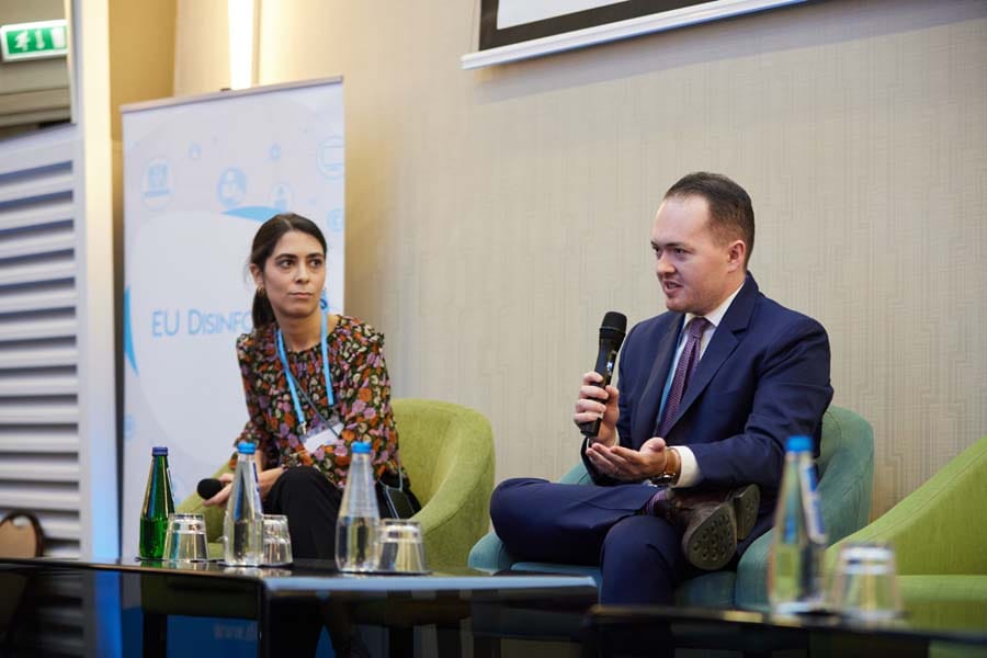 Delivering a keynote at the EU DisinfoLab conference in Krakow